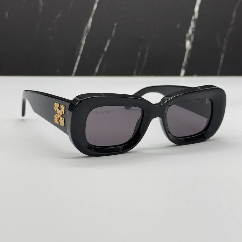 NEW OFF-WHITE CARRARA 007 BLACK OVAL UNISEX SUNGLASSES OFF-WHITE CARRARA - Picture 4 of 13